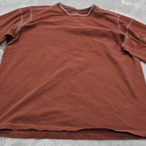 KUHL WILDFIBRE MEN'S SIZE M RUST ORANGE CREWNECK LONG SLEEVE SHIRT ARM POCKET
